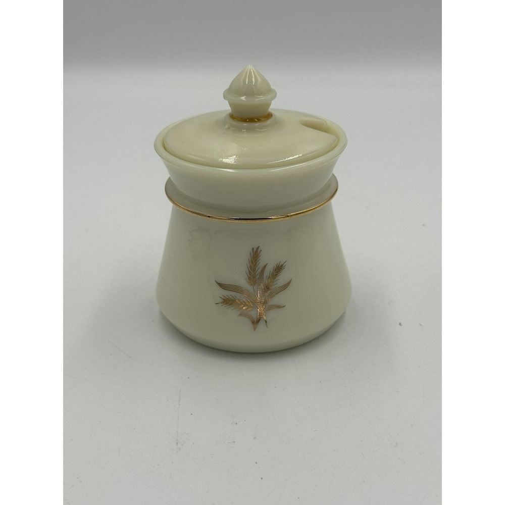 Vintage Wheaton Ware Custard Glass Condiment Jar/Jam/Jelly Golden Wheat